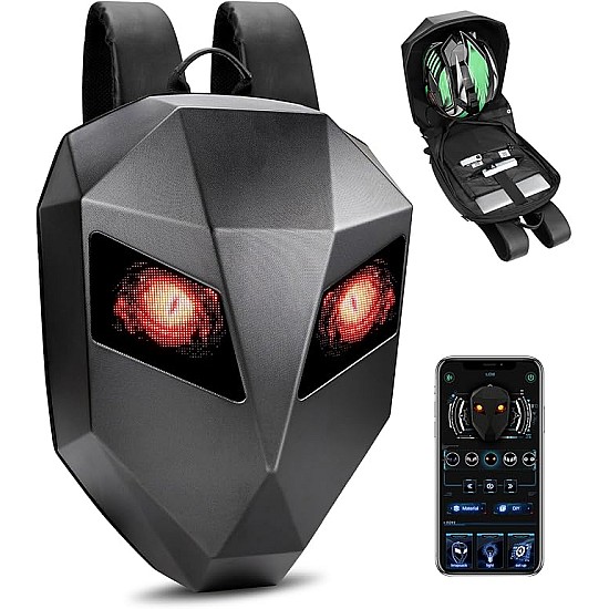 Ghiozdan moto LED, impermeabil, compartiment laptop 15.6, extensie pentru casca