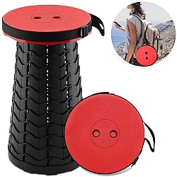 Scaun rotund portabil, retractabil, extensibil cu pliere telescopica pentru camping