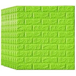 Set 10 buc tapet autoadeziv din spuma moale ,70x77 cm ,model caramida verde