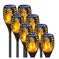 Set 10 x Lampa solara tip torta cu efect flacara, 49 cm