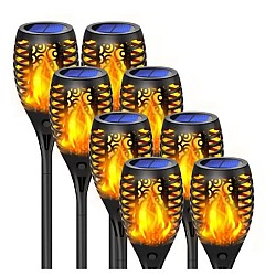 Set 10 x Lampa solara tip torta cu efect flacara, 49 cm