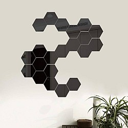 Set 10 oglinzi decorative hexagonale culoare neagra