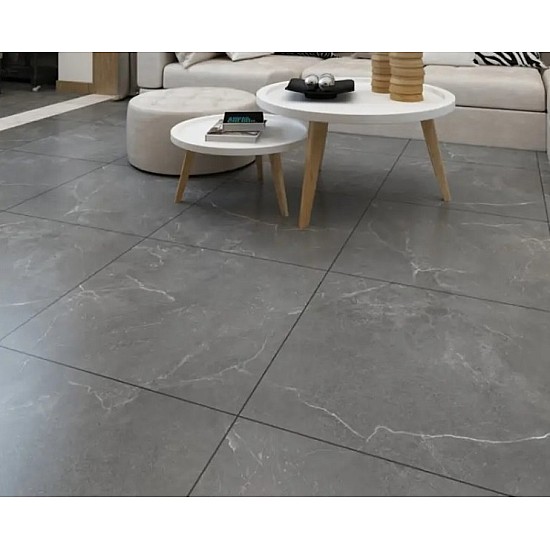 Set 10 placi autoadezive pentru pardoseala sau perete tip marmura culoare gri inchis   60x60 cm