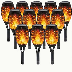 Set 12 x Lampa solara tip torta cu efect flacara, 49 cm