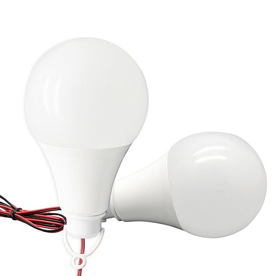 Set 2 Becuri LED 7W 12V cu Cablu și Clești Baterie Auto