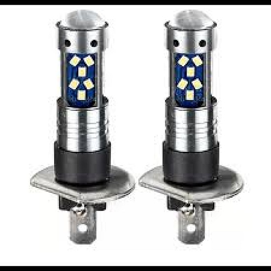 Set 2 Becuri Auto LED H1 cu Lupa 60W, 27 SMD, 12V, 6000K, 7000lm