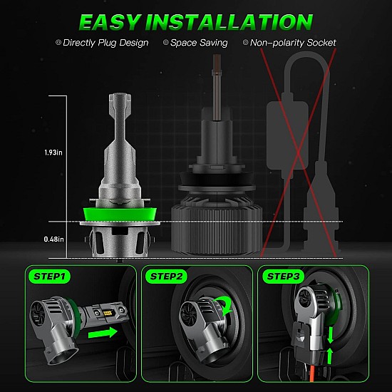 Set 2 becuri LED auto H7 F11 – 12000 lm, 100W, 12V