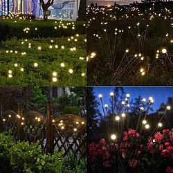 Set 2 decoratiuni solare led cu 6 bulbi ,Alb cald ,model licurici