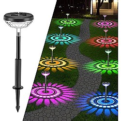 Set 2 lampi solare Led RGB pentru gradina cu doua moduri de lumina