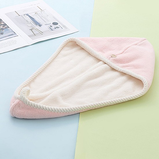 Set 2 Prosoape tip turban cu nasture pentru uscare rapida par, microfibra, 60 x 24 cm, verde