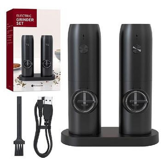 Set 2 Rasnite Electrice pentru sare, piper sau condimente, Indicator Led, Finisaj Mat