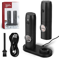 Set 2 Rasnite Electrice pentru sare, piper sau condimente, Indicator Led, Finisaj Mat