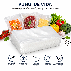Set 200 pungi pentru vidat gofrate 15x20 cm rezistente pentru alimente