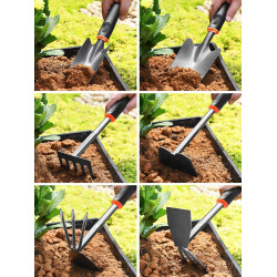 Set 7 unelte de gradina pentru plantare, prelucrare sol si ingrijire plante