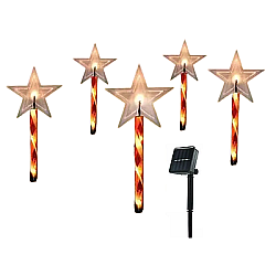 Set 5 Acadele cu  Steluta pentru Craciun de Exterior cu  Incarcare Solara , 40 cm