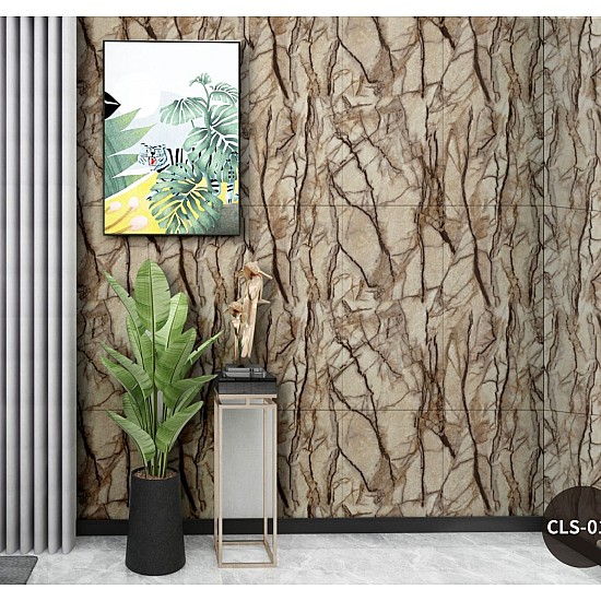 Set 5 x Tapet 3D Autoadeziv cu model scoarta maro, 30 cm x 60 cm x 1,8