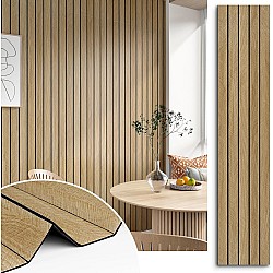 Set 5 plăci tapet autoadeziv imitație riflaj, 30x60 cm, lemn natural
