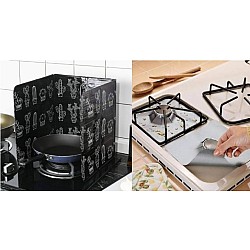 Protecție din aluminiu pentru gătit + Set 4 folii detasabile de protectie pentru aragaz, usor de spalat