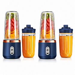 Set 2 Blendere Portabile Mini USB cu 6 Lame din Otel Inoxidabil si Pahare 400 ml pentru Smoothie si Shake