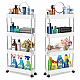 Set 2 Suporturi pentru Depozitare cu 4 Rafturi, Tip Carucior Modular pentru Baie si Bucatarie
