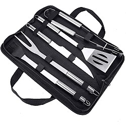 Set 5 ustensile pentru gratar cu genta de depozitare
