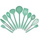 Set 11 ustensile de bucatarie, Antiaderente, Silicon, Maner din lemn
