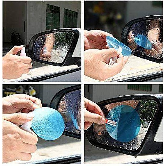 Set 2 folii anti stropi si anti aburire pentru oglinda auto
