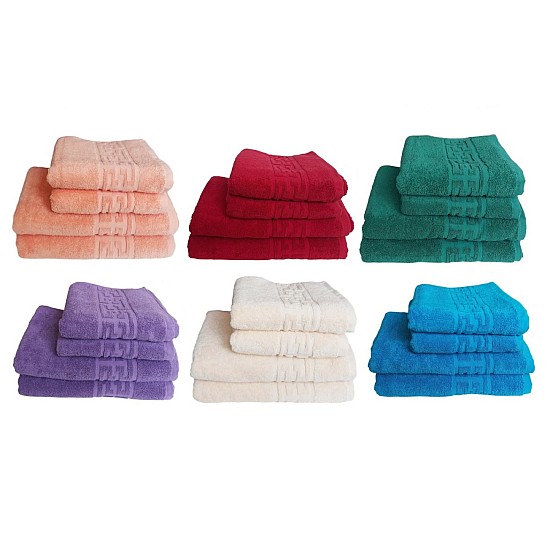 Set 4 prosoape groase si pufoase, bumbac, model grecesc 400gr/mp