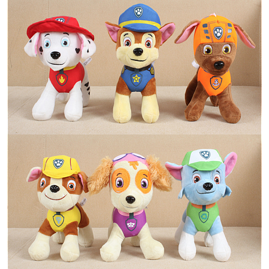 Set jucarii de plus Paw Patrol, 6 buc, 20 cm