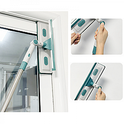 Stergator pentru geamuri cu 2 lavete microfibra, rotativ 180°, maner telescopic reglabil, 1-1.7m x 0.3m