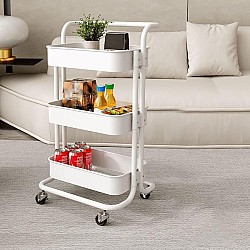 Suport portabil cu 3 rafturi – etajeră metalică mobilă 45x37x82 cm