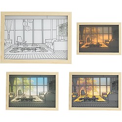 Tablou cu desene tip lampa de veghe 22x32 cm