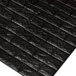Set 5 x Tapet negru caramida, autoadeziv, 77 x 70 cm, spuma moale 3D