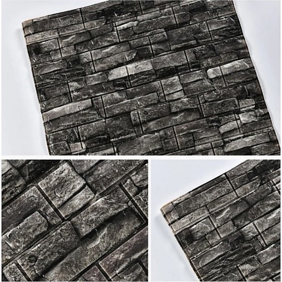 Tapet  autoadeziv model 3D  caramizi  Gri , 77 X 70 cm 