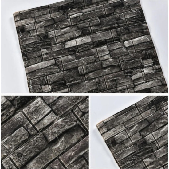 Greeting fret Abrasive Tapet autoadeziv model 3D caramizi Gri , 77 X 70 cm