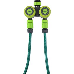 Timer flux apa pentru sistem de irigare dual, Kinzo, Plastic, Programare 0-120 min, Verde