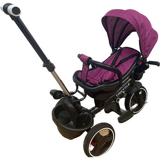 Tricicleta cu pozitie de somn, scaun reversibil, 8-36 luni cu 2 cosulete