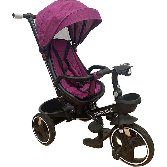 Tricicleta cu pozitie de somn, scaun reversibil, 8-36 luni cu 2 cosulete