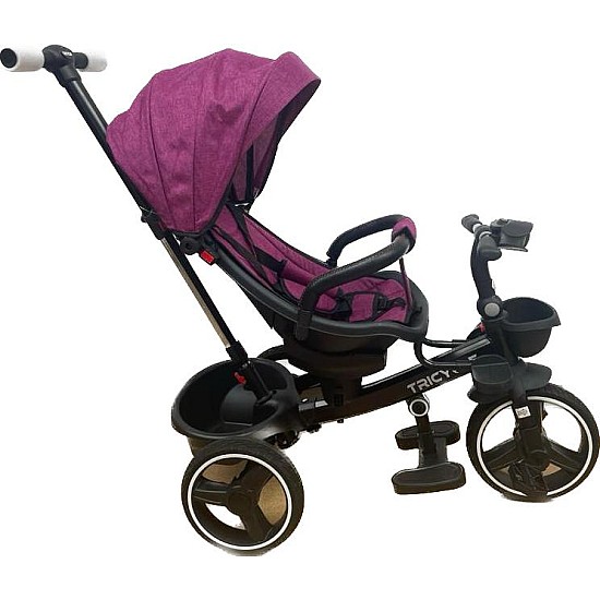 Tricicleta cu pozitie de somn, scaun reversibil, 8-36 luni cu 2 cosulete