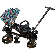 Tricicleta cu pozitie de somn, scaun reversibil, 8-36 luni cu 2 cosulete culoare negru/colorat