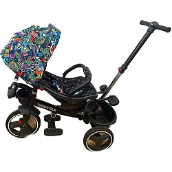 Tricicleta cu pozitie de somn, scaun reversibil, 8-36 luni cu 2 cosulete culoare negru/colorat