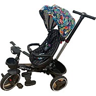 Tricicleta cu pozitie de somn, scaun reversibil, 8-36 luni cu 2 cosulete culoare negru/colorat