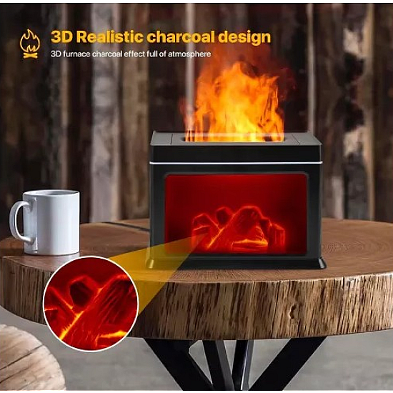 Umidificator cu Efect Flacara 3D si Difuzor de Aroma, USB, Capacitate 300ml - KP 6007