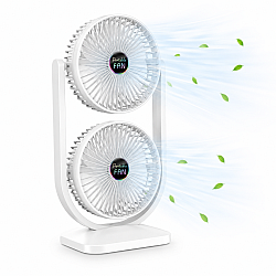 Ventilator de Birou cu Cap Dublu Silentios, Puternic si Reglabil cu 3 Viteze