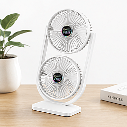 Ventilator de Birou cu Cap Dublu Silentios, Puternic si Reglabil cu 3 Viteze