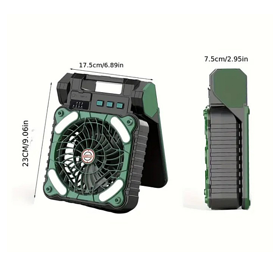 Ventilator camping solar 10400 mAh cu LED și 4 viteze