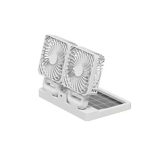 Ventilator pliabil auto-portabil solar, 2 capete, alb